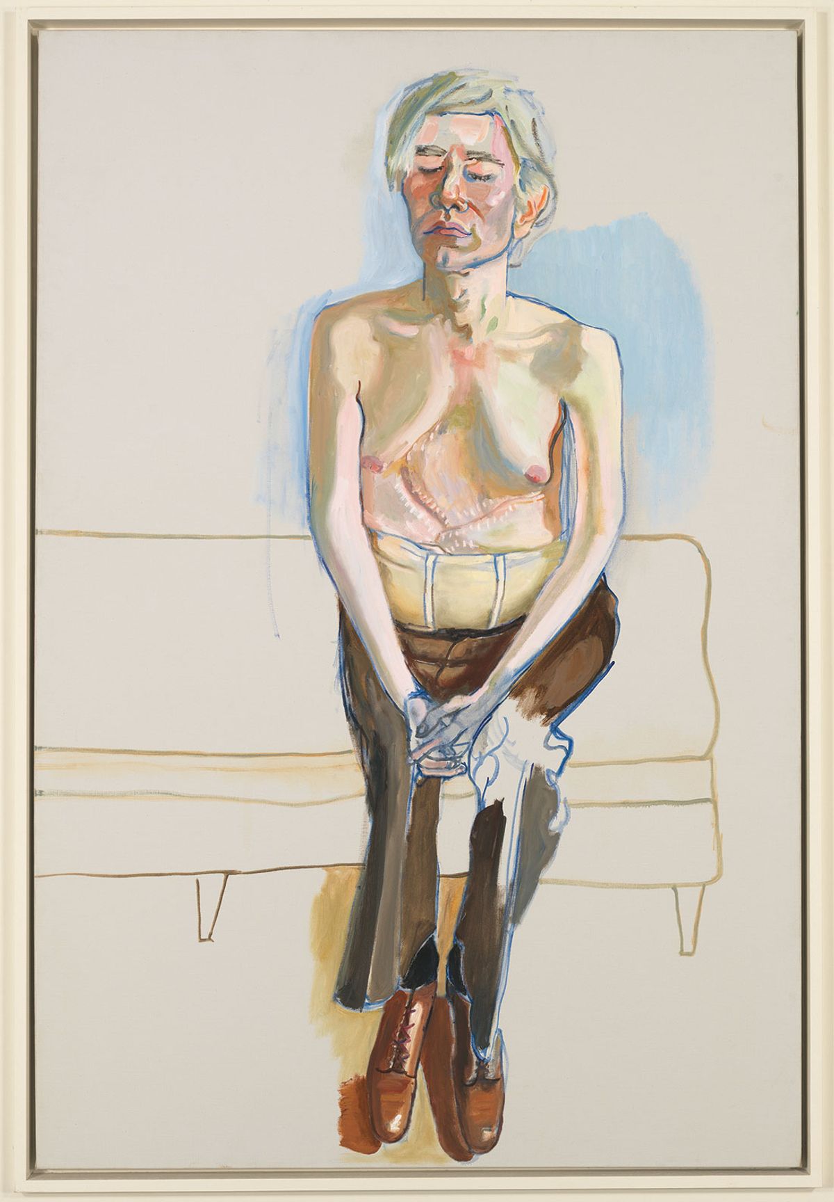 Andy Warhol, one of the many artist and activist contemporaries Neel painting when living in New York. Estate of Alice Neel; Photo: ©  Whitney Museum of American Art/Licensed by Scala