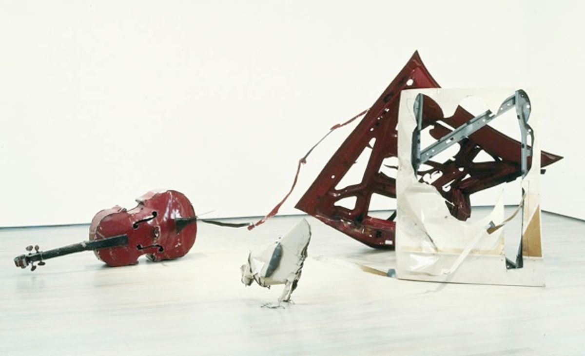 Bill Woodrow's Cello/Chicken (1983) was offered by Roseberys for £1,000-£2,000 before being withdrawn