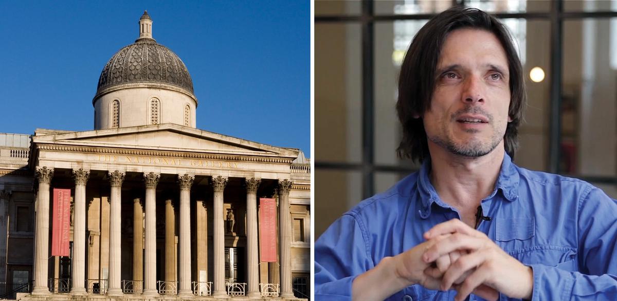 Exterior and current entrance of London's National Gallery / Portrait of Jeremy Deller
Credits: © National Gallery, London / Photo: Stretch New Media