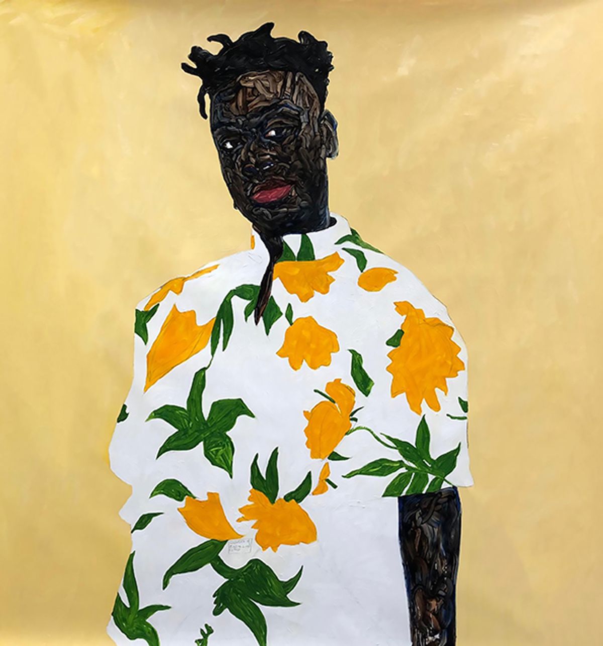 Amoako Boafo, Sunflower Shirt (2021) Courtesy of Mariane Ibrahim Chicago | Paris © the artist