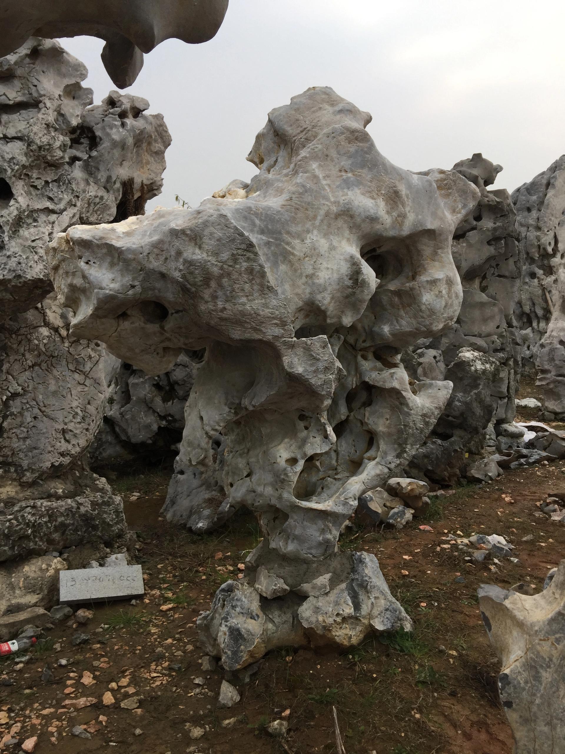 San Antonio’s rock is 12 feet tall and 8 feet wide, mostly gray with lighter veins, and shaped like an inverted triangle Courtesy of the San Antonio Museum of Art