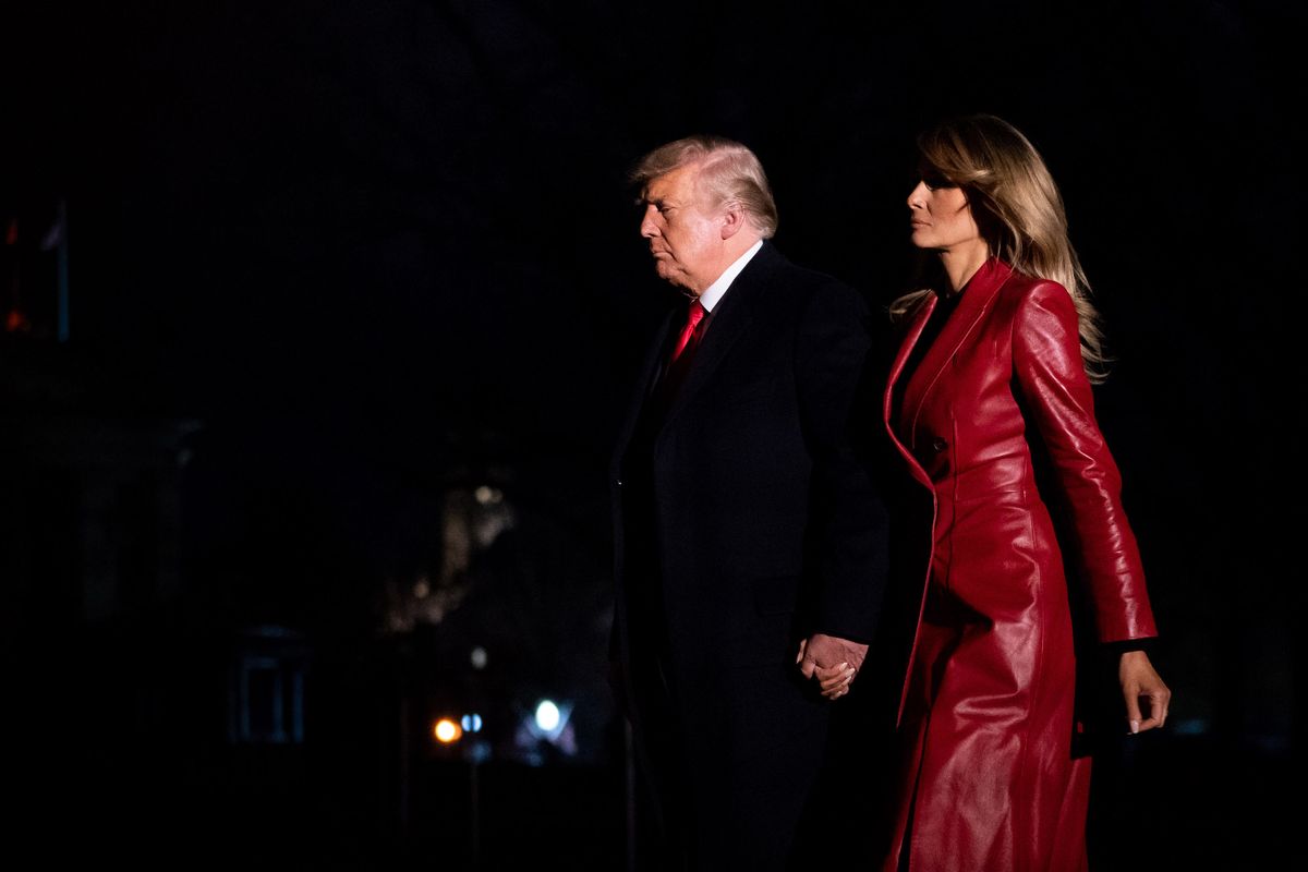 Donald and Melania Trump outside the White House in December 2020. Official White House Photo by Tia Dufour, via Flickr