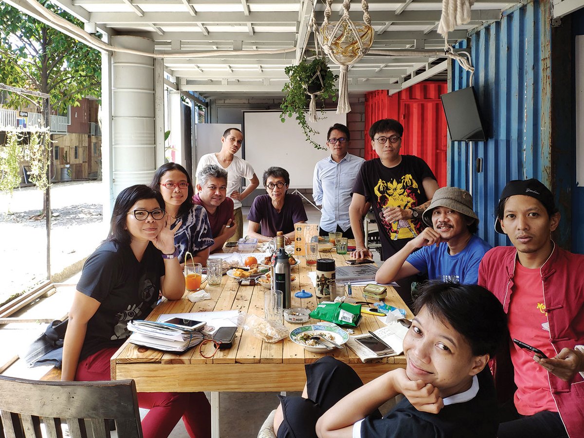 The Indonesian collective ruangrupa, artistic directors of Documenta 15. Farid Rakun (fourth from left) says “the aim is for everyone in the artistic team to still be surprised” Photo: Saleh Husein