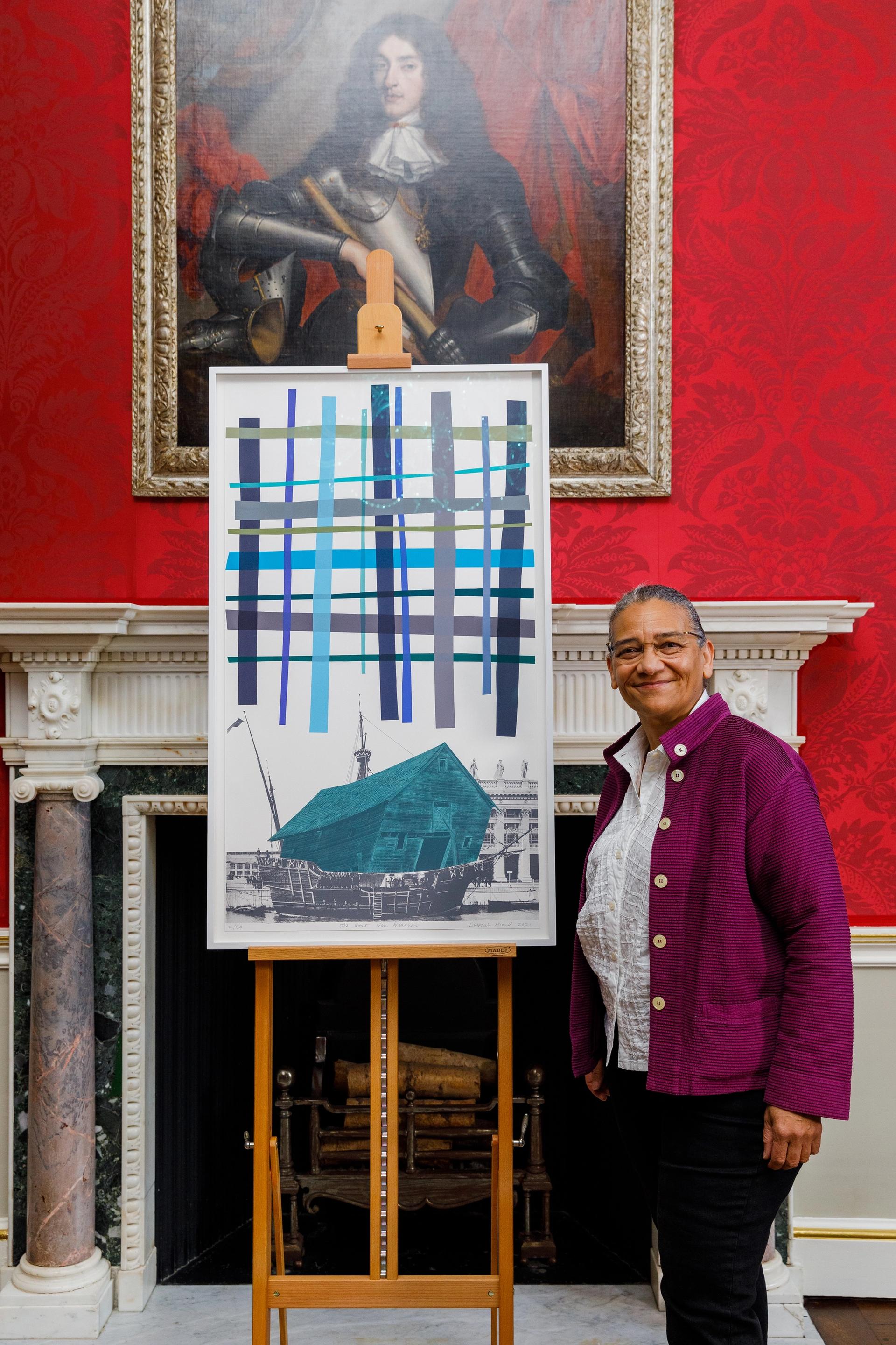 Artist Lubaina Himid has been awarded the Robson Orr TenTen Award 2021 and unveiled the new work at 11 Downing Street today Photo: Tristan Fewings/Getty Images for Outset Contemporary Art Fund