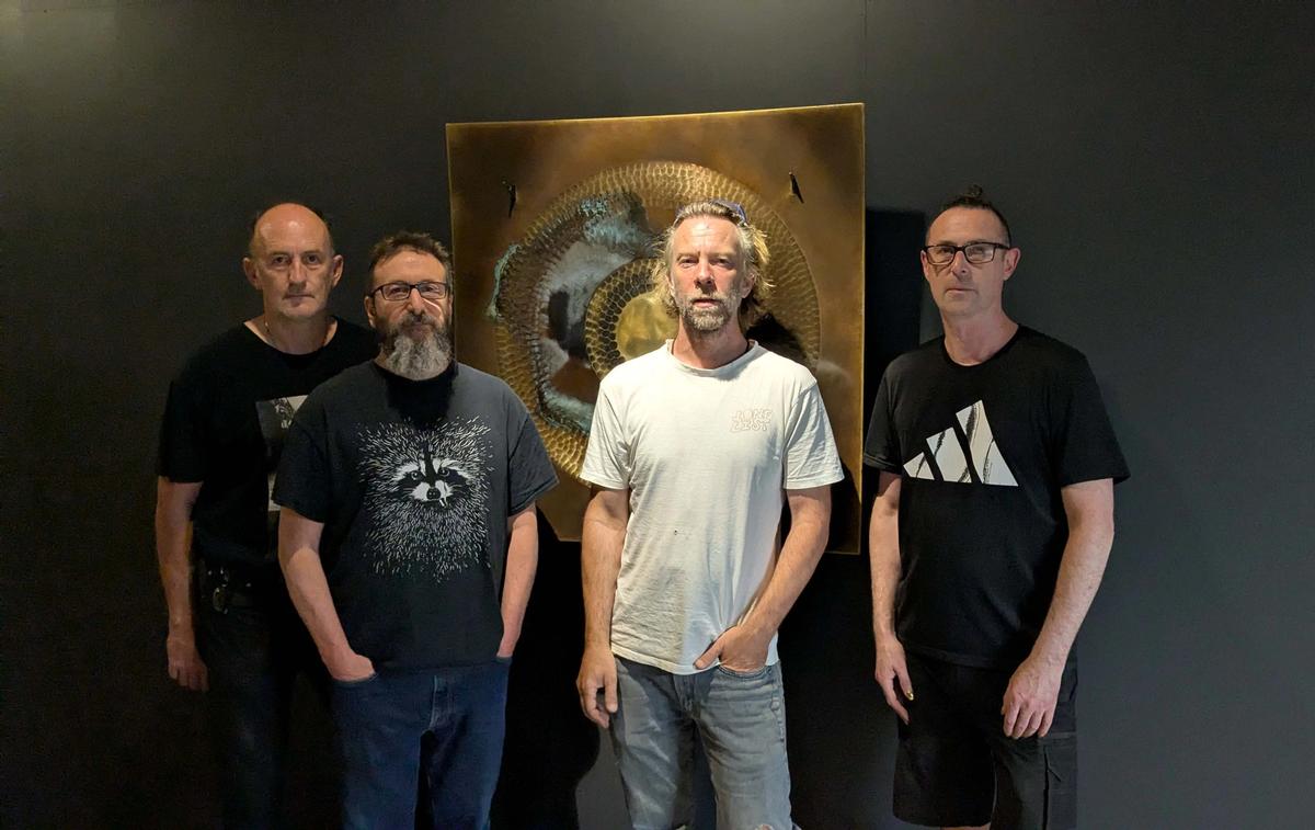From left: neuroscientist Stuart Hodgetts and artists Guy Ben-Ary, Nathan Thompson and Matt Gingold launched the project before Alvin Lucier's death in 2021 Courtesy The Art Gallery of Western Australia