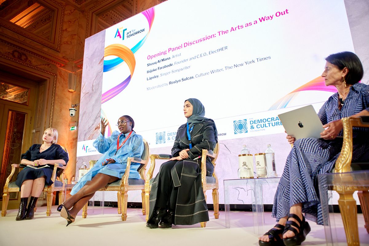 British singer-songwriter Lapsley (far left) spoke about the impact of music in the opening panel