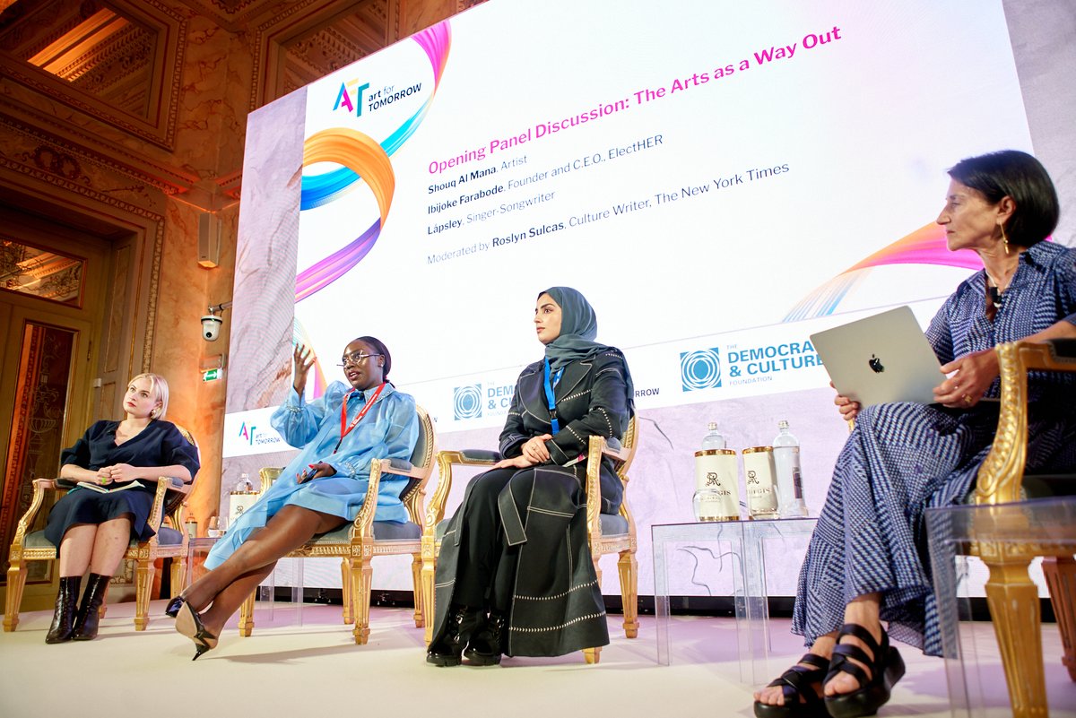 British singer-songwriter Lapsley (far left) spoke about the impact of music in the opening panel