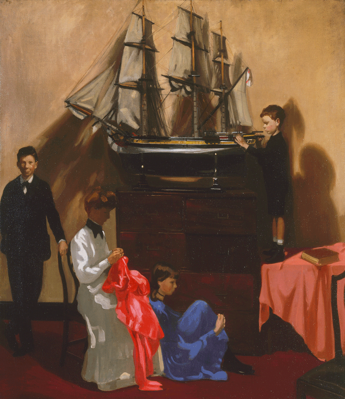 Eerie interior: Family Group (around 1912) is one of the enigmatic, late-career Rembrandtesque family portraits by Mabel Pryde Nicholson
© Tate/Tate Images