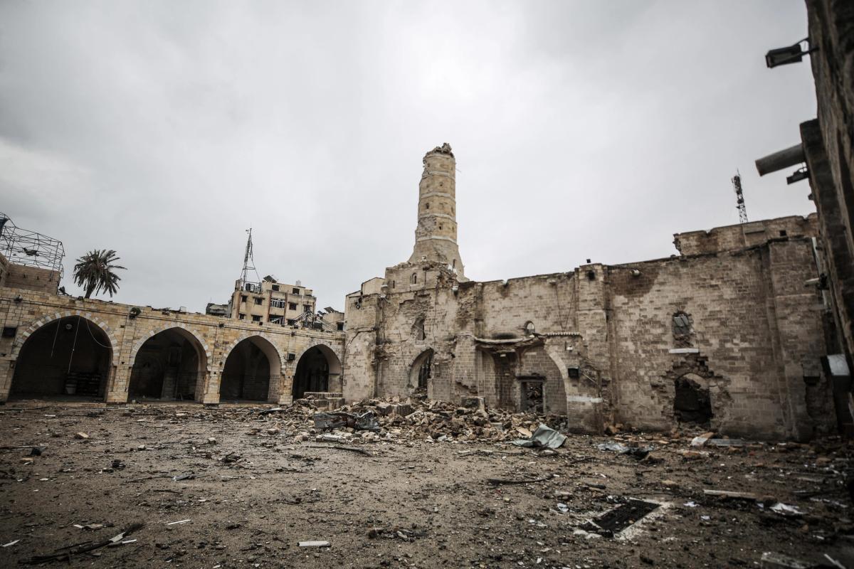 A view of the ruins of the Great Omari Mosque, also known as the Great Mosque of Gaza on 27 January 2024, following bombardment by Israeli military
Ali Jadallah/Anadolu/Getty Images