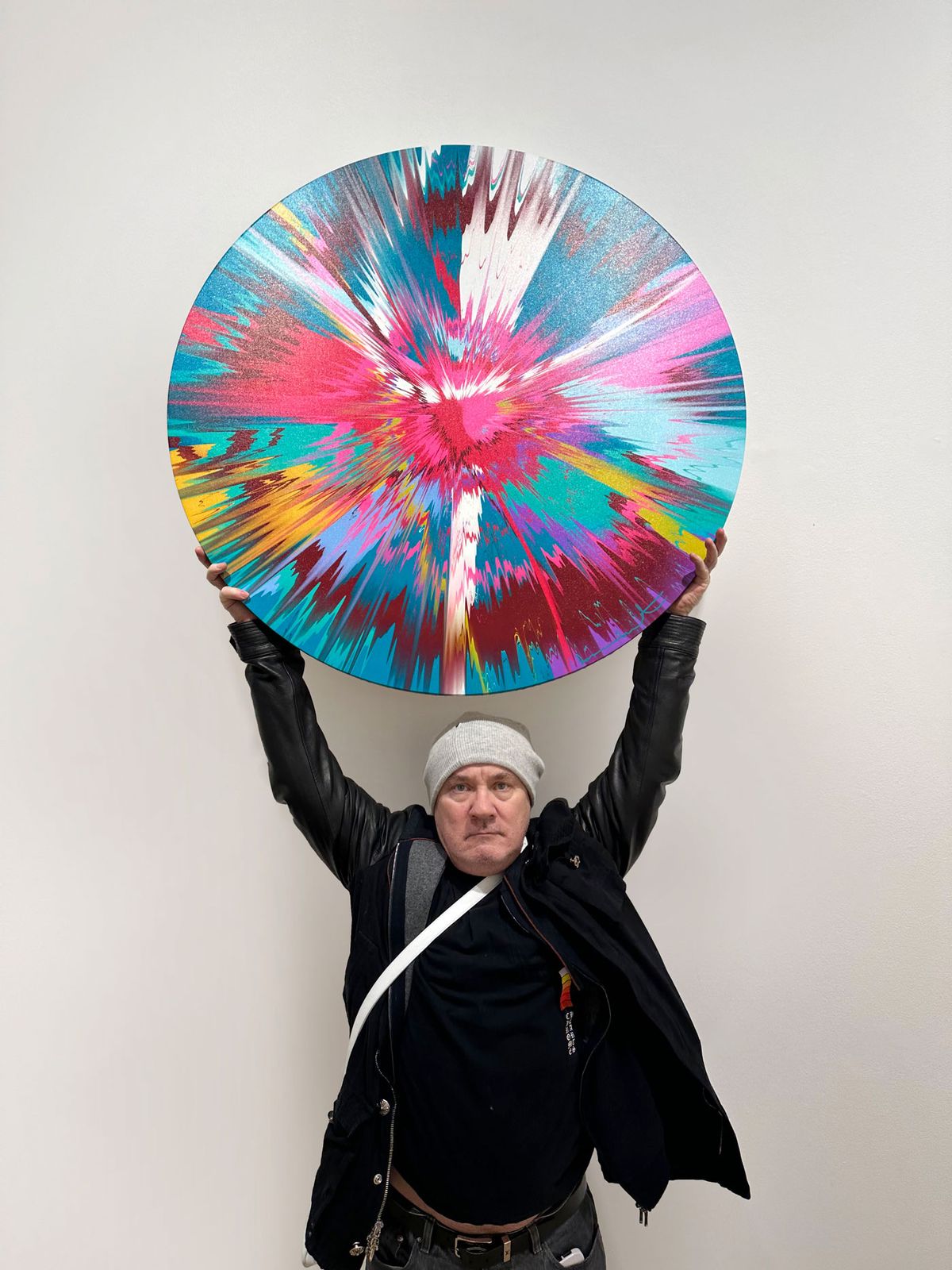 Damien Hirst with one of The Beautiful Paintings Photograph: Prudence Cuming Associates