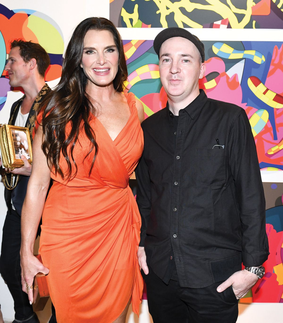 Brooke Shields snapped with the Tribeca  Ball’s guest of honour Kaws (Brian Donnelly) Courtesy of BFA