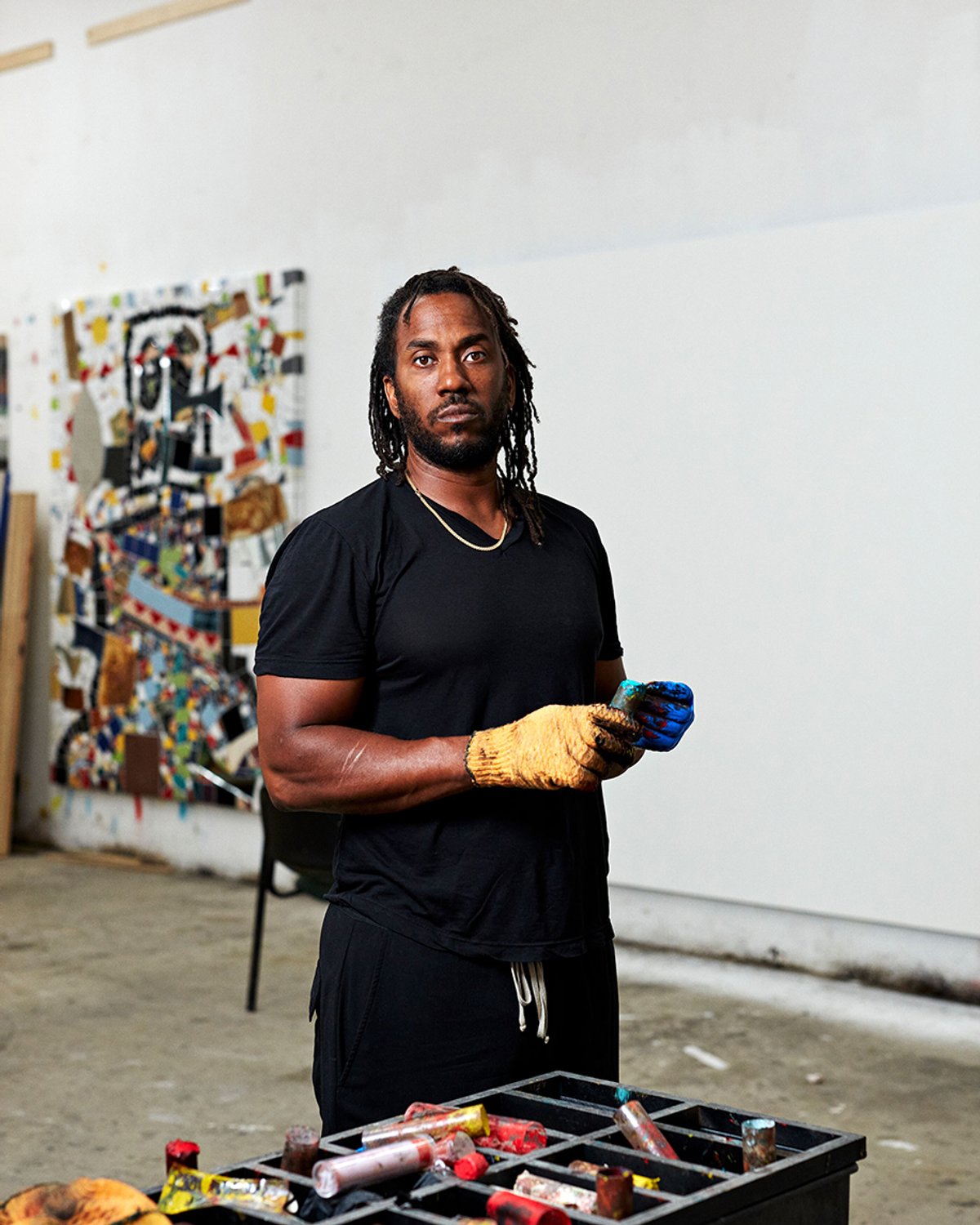Rashid Johnson in the studio 2020 © Rashid Johnson. Courtesy the artist and Hauser & Wirth Photo: Axel Dupeux