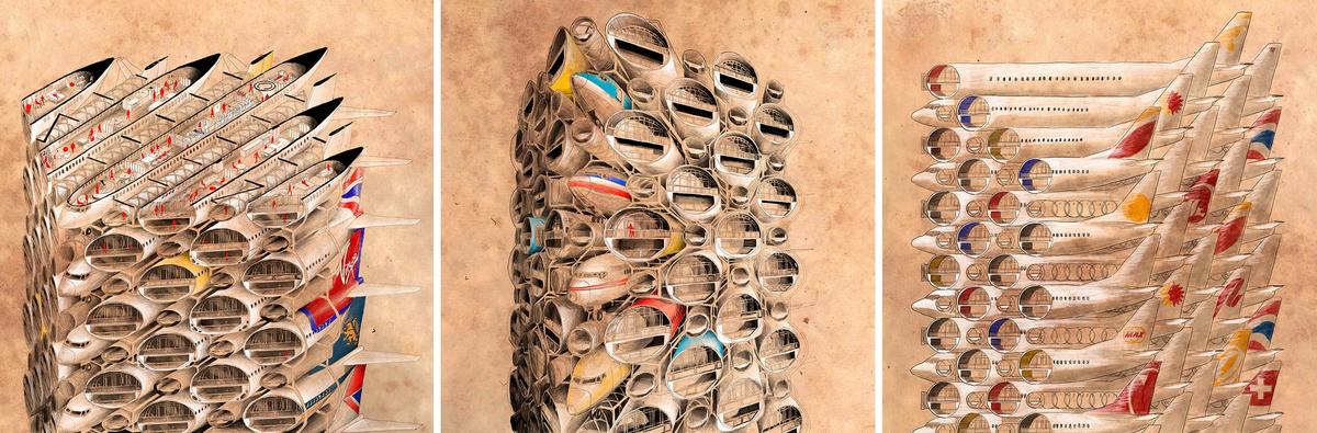 Airplane Tower by Victor Hugo Azevedo and Cheryl Lu Xu © World Architecture Festival