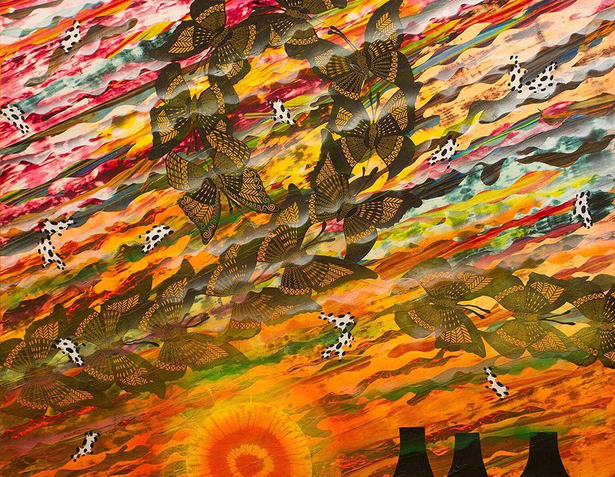 Merion Estes, Los Alamos Sunset (2014),  at the Craft & Folk Art Museum Photo: Matt Kazmer; courtesy of the artist