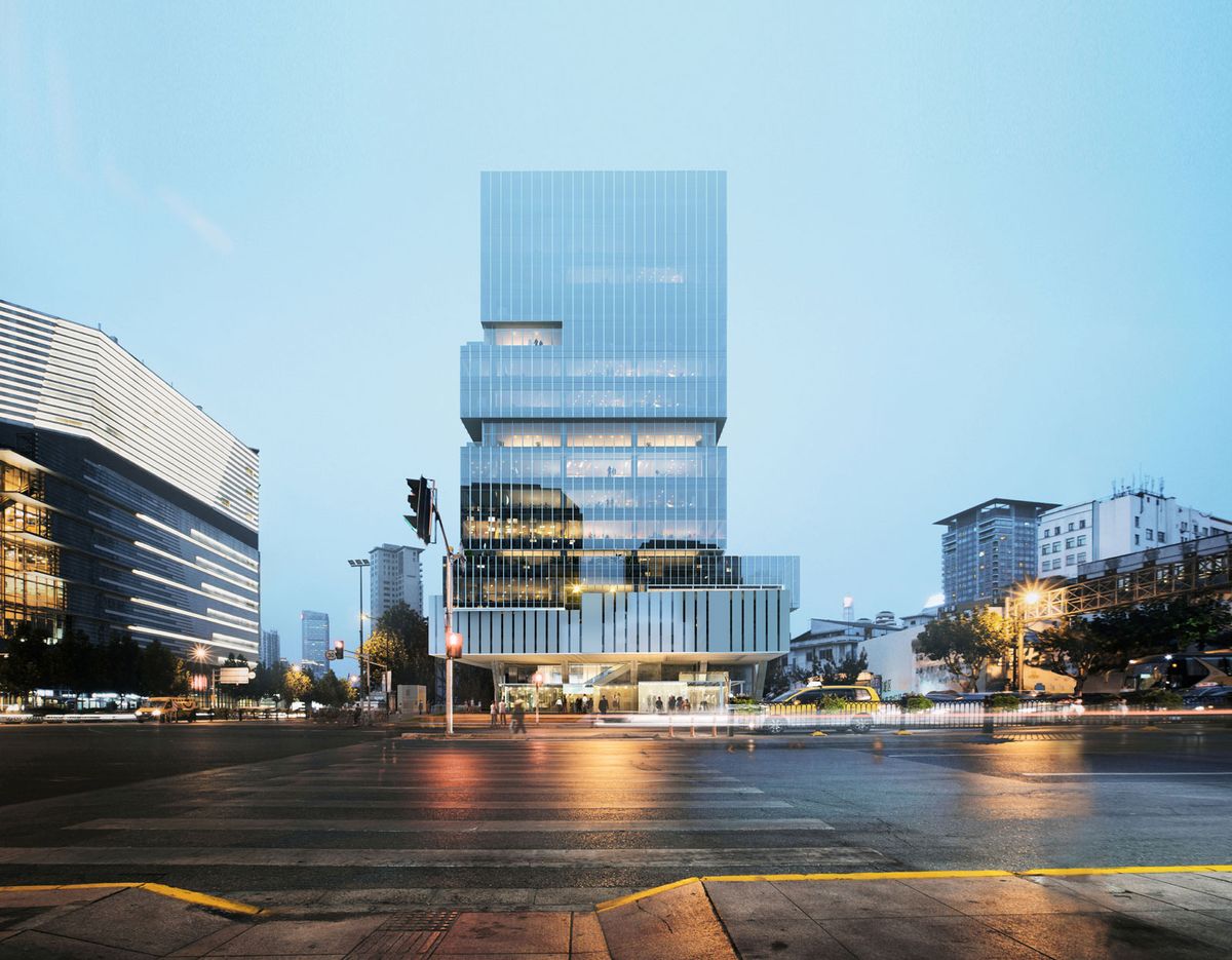 UCCA Center for Contemporary Art new Shanghai space will  be housed in an 86m tower currently being constructed along the city's Suzhou Creek Image courtesy of K. Wah Group