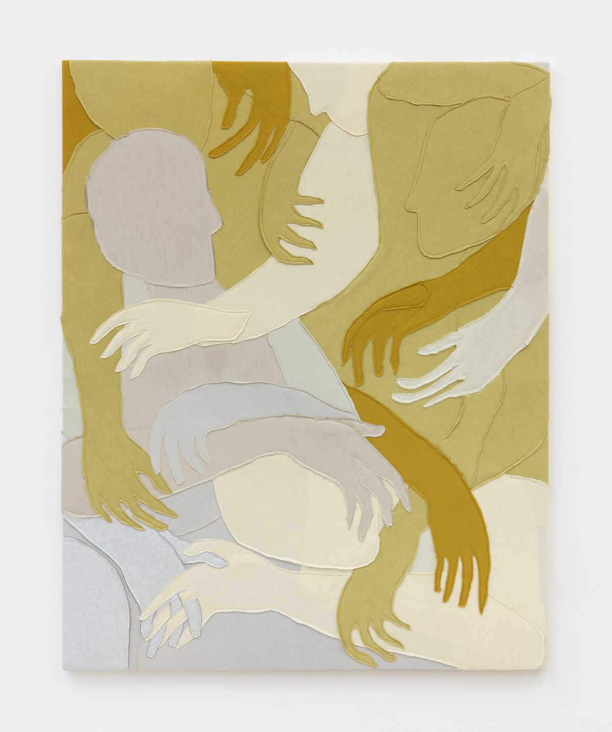 Alessandro Teoldi is one of the artists selected to participate in the foundation's new curatorial programme. His work Untitled (Delta, Eva Air, Air France, Air China, Korean Air and Emirates) (2019) is made from a series of inflight blankets. Courtesy of the artists and Marinaro, new York