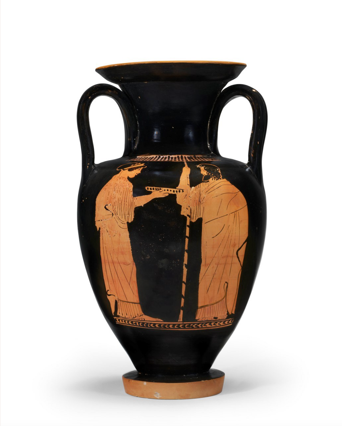 Lot 76 of Christie's 12 April antiquities sale, An attic red-figured Nolan amphora. Courtesy, Christie's