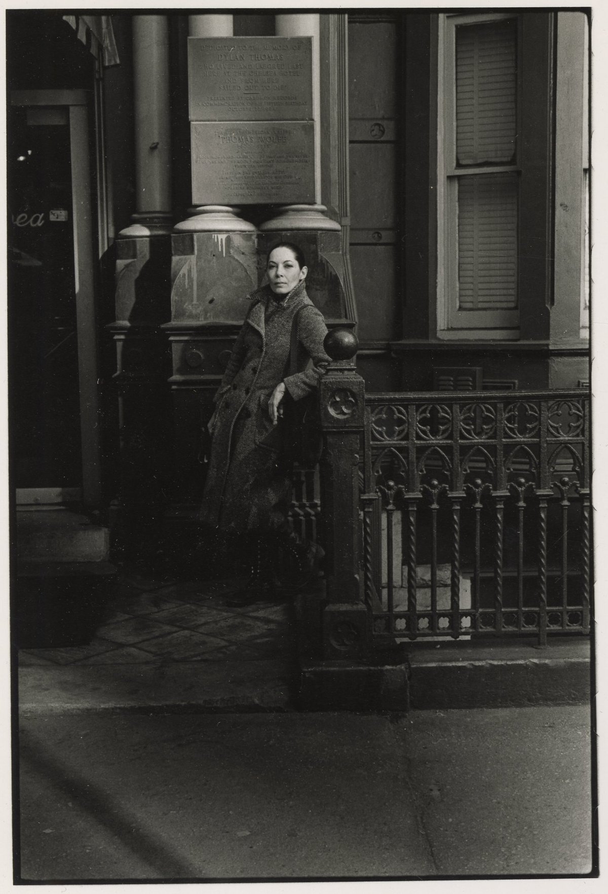 Bettina standing outside of the Chelsea Hotel, New York Courtesy the artist’s estate