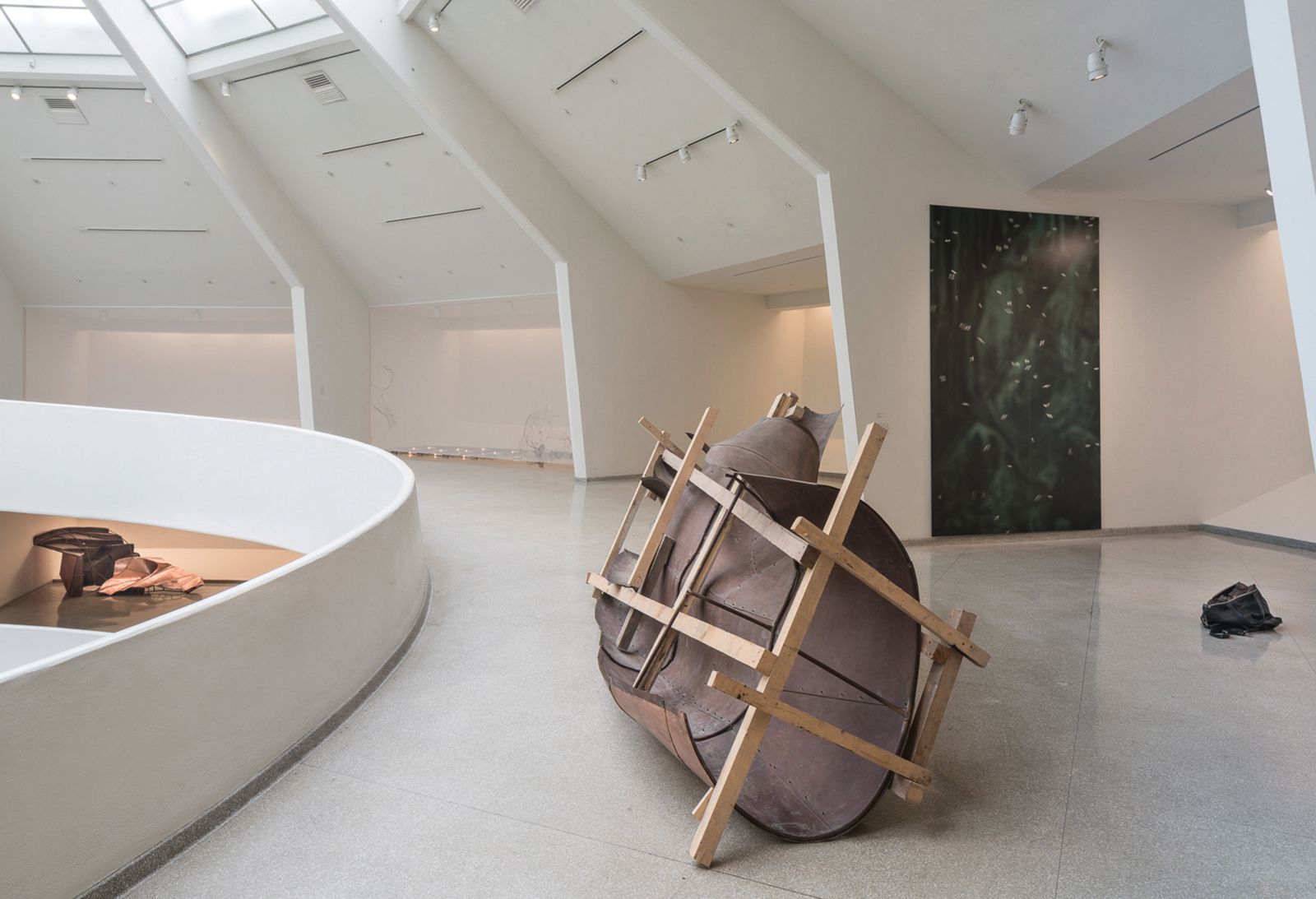 Parts of Vo's to-scale, copper reproduction of the Statue of Liberty lie in corners or propped up on wooden supports like wounded soldiers on crutches Photo: David Heald/©Solomon R. Guggenheim Foundation, 2017