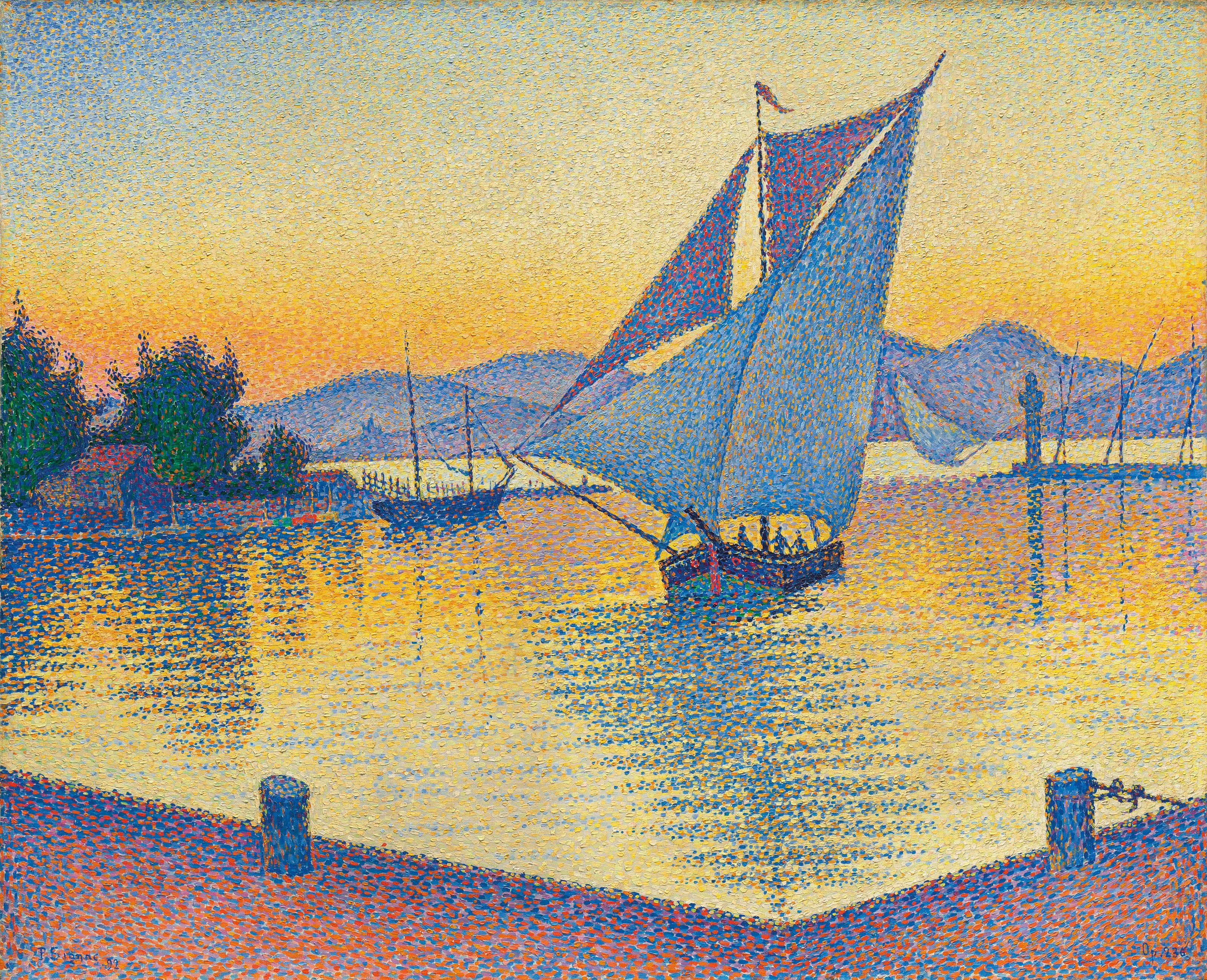 Paul Signac's Le Port au soleil couchant, Opus 236 (Saint-Tropez) sold for a record £19.5m with fees Courtesy of Christie's Images 2019
