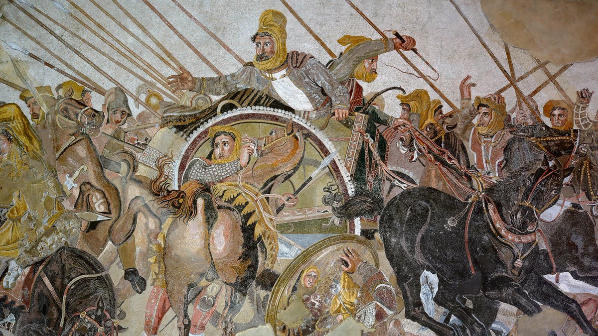 The magnificent mosaic depicting the battle of Issus of 333BC is in the National Archeological Museum of Naples
Photo: Luigi Spina; © Ministero della Cultura—Museo Archeologico Nazionale di Napoli
