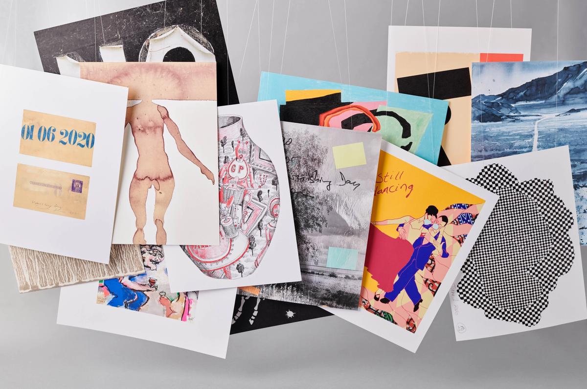 A selection of works from the portfolio book Varnishing Day: A Moment in Time © Hurtwood / Holly Pickering