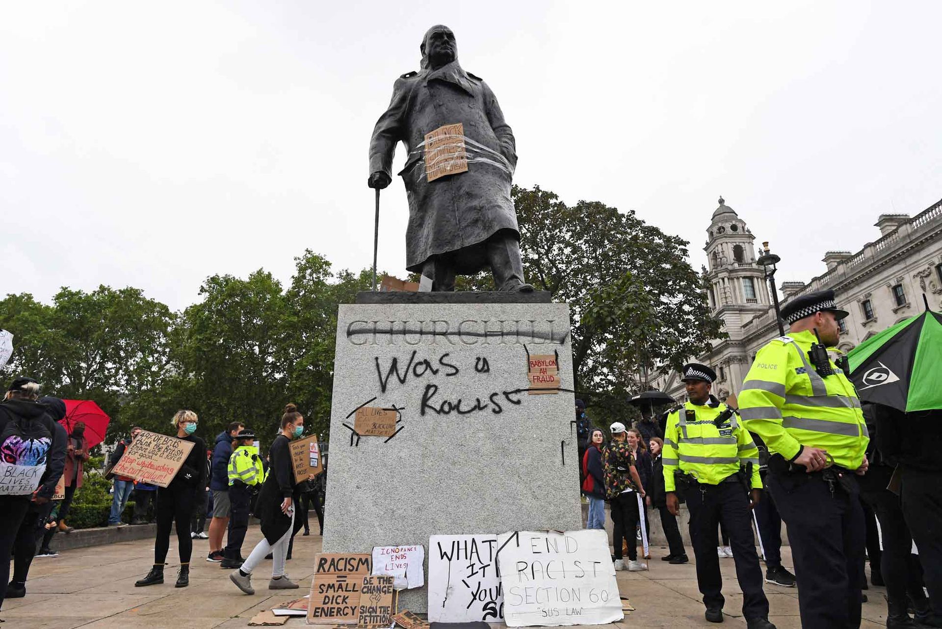 Curator Madeline Odent's tweets attracted criticism for including an image of a Winston Churchill statue in London's Parliament Square that was defaced during Black Lives Matter protests last weekend Photo: PA/Alamy
