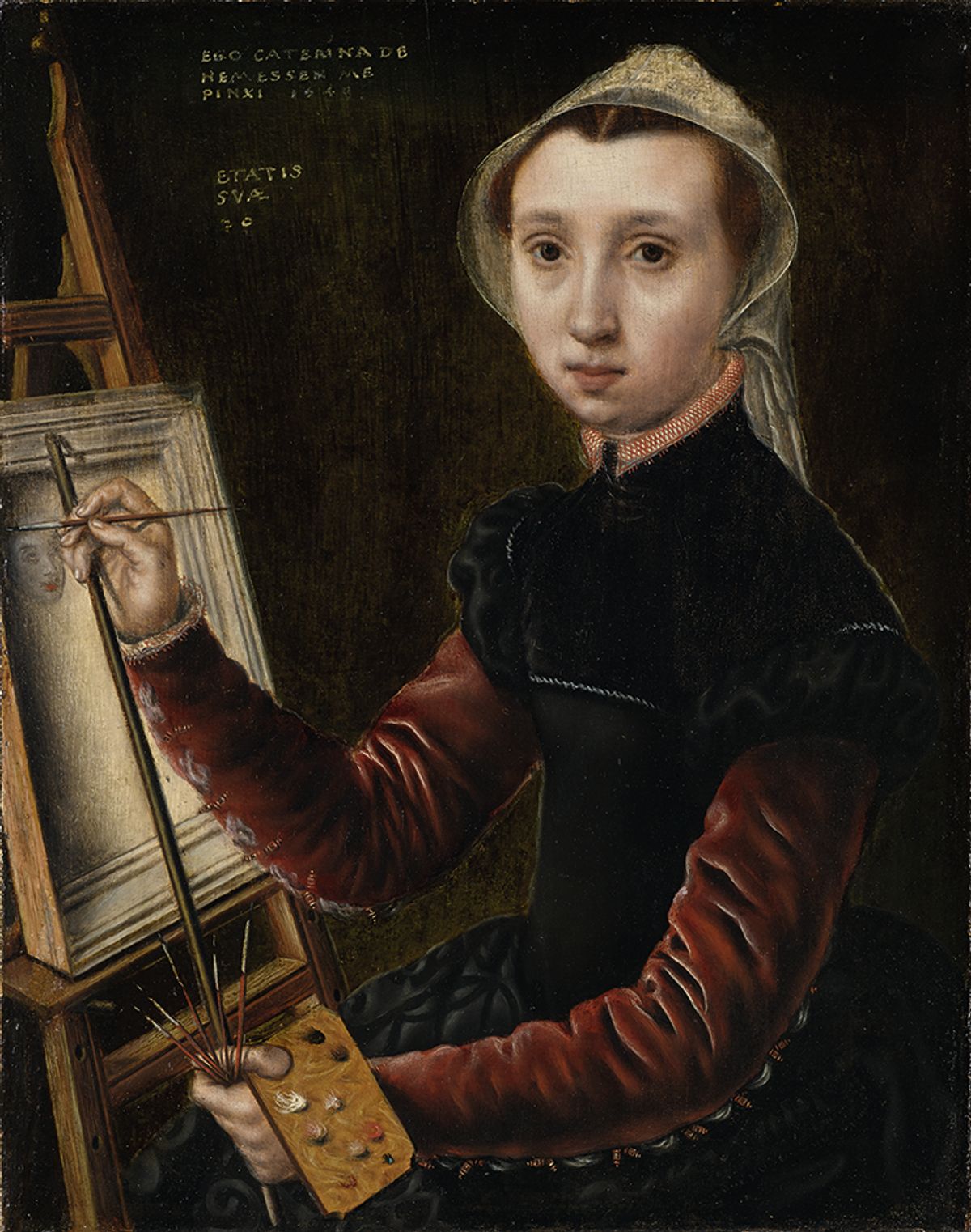 Catharina van Hemessen’s Self-portrait at the Easel (1548) was painted when she was 20. It is the earliest known self-portrait and signed panel painting by a female artist, and the first depiction of an artist at work Courtesy of Kunstmuseum Basel