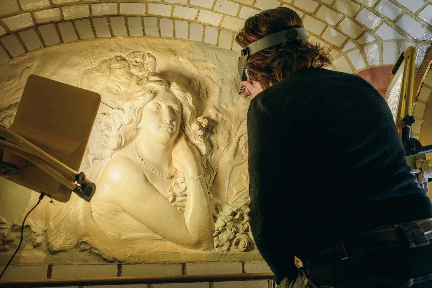 A number of specialists have been brought in to restore the Art Nouveau interior of the Horta Museum in Brussels © Thomas Lancz