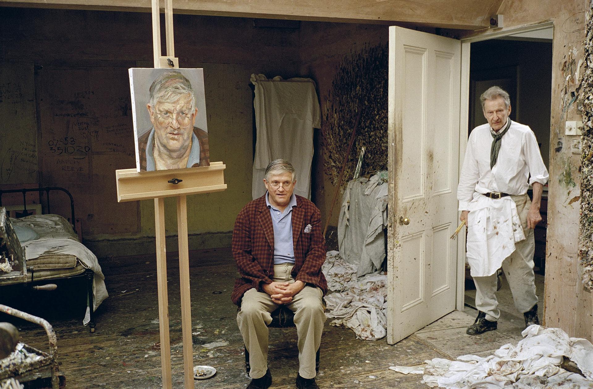 Lucian Freud and David Hockney photographed by David Dawson in 2002 Image/Artwork: © David Dawson / Bridgeman Images