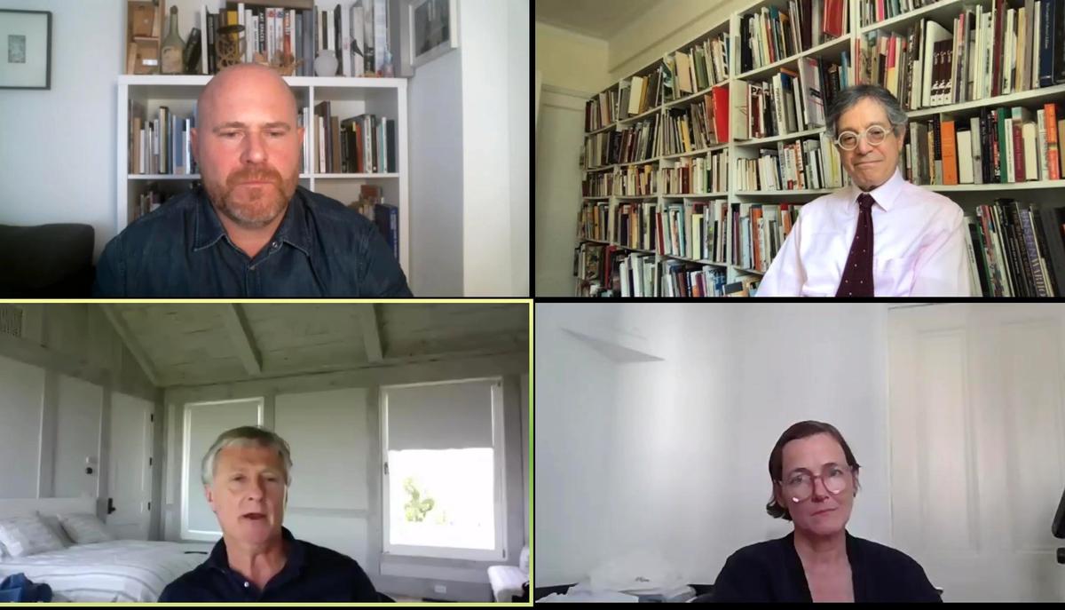 David Zwirner shows off his Montauk bedroom during yesterday's Art Basel webinar on gallery collaborations © Anna Brady