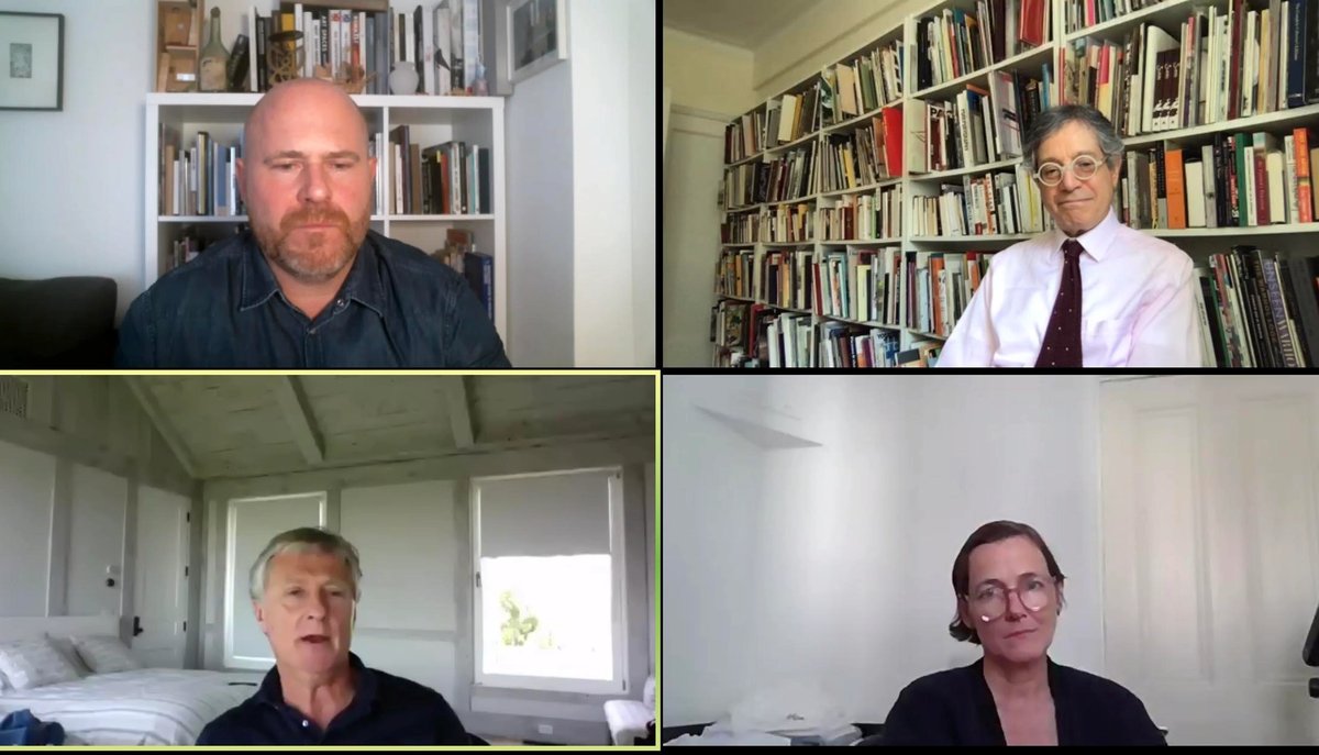 David Zwirner shows off his Montauk bedroom during yesterday's Art Basel webinar on gallery collaborations © Anna Brady