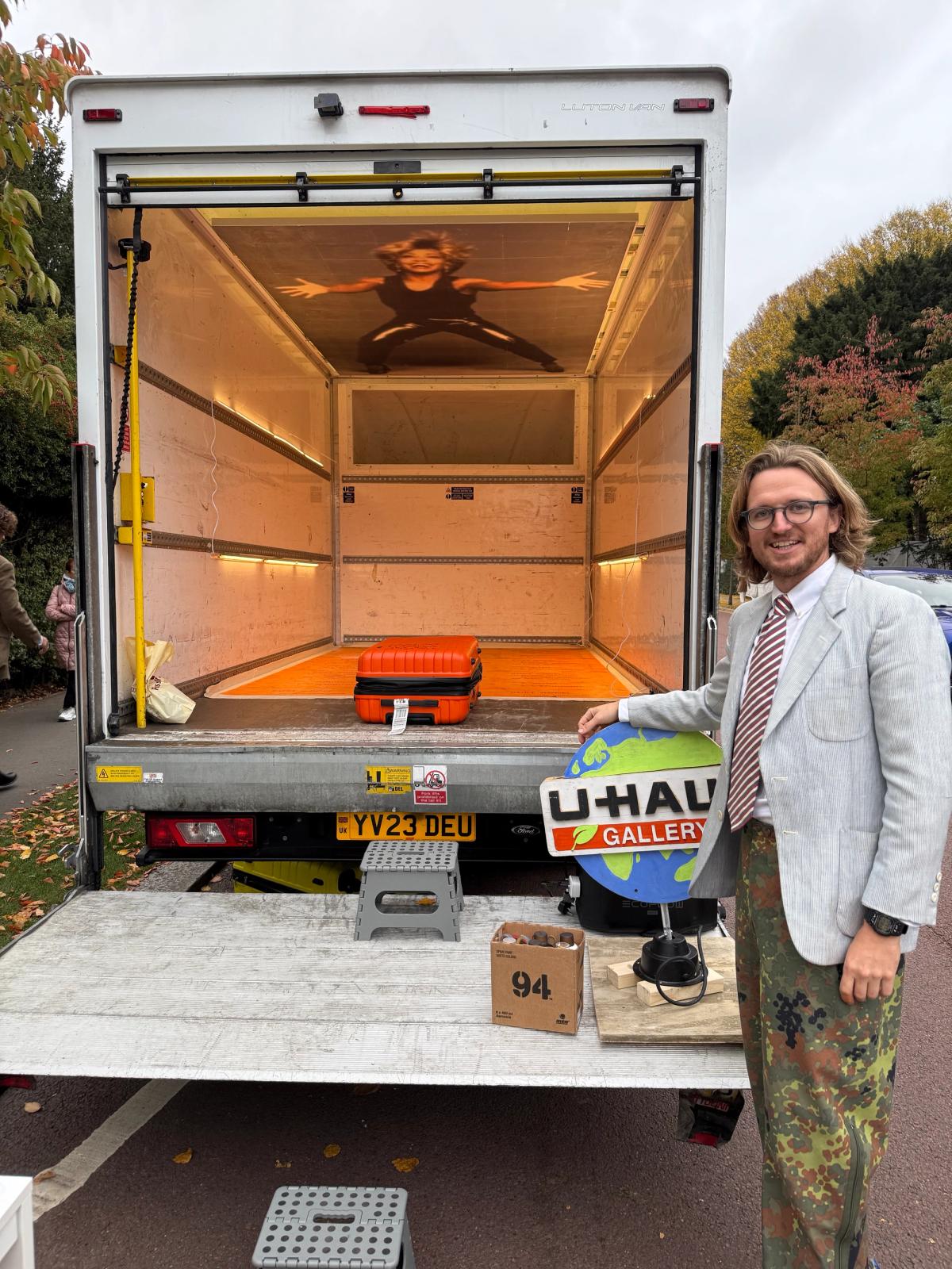 Gallery co-founder James Sundquist with the U-Haul Gallery
Photo by Gareth Harris