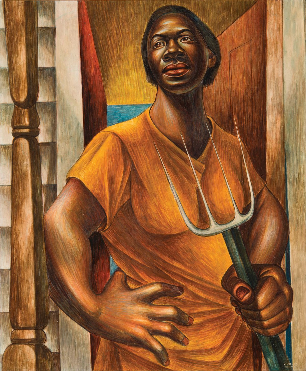 A sharecropper is depicted in Our Land (1951), one of White’s “images of dignity” The Charles White Archives/Gavin Ashworth