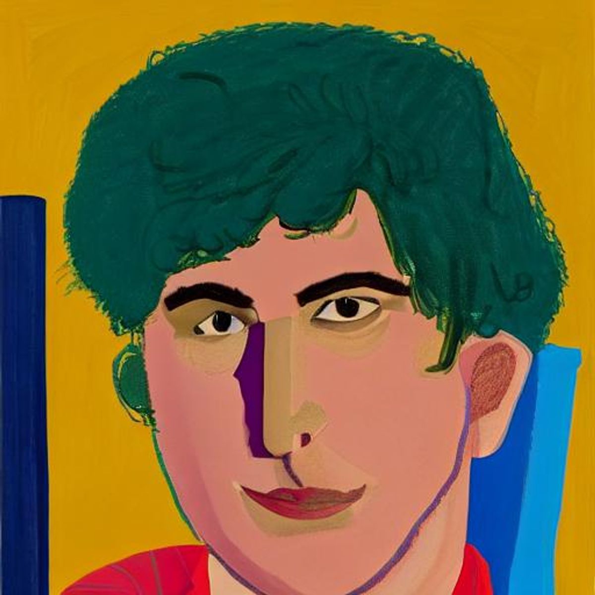 Stable Diffusion’s AI portrait of Bendor Grosvenor in the manner of David Hockney


