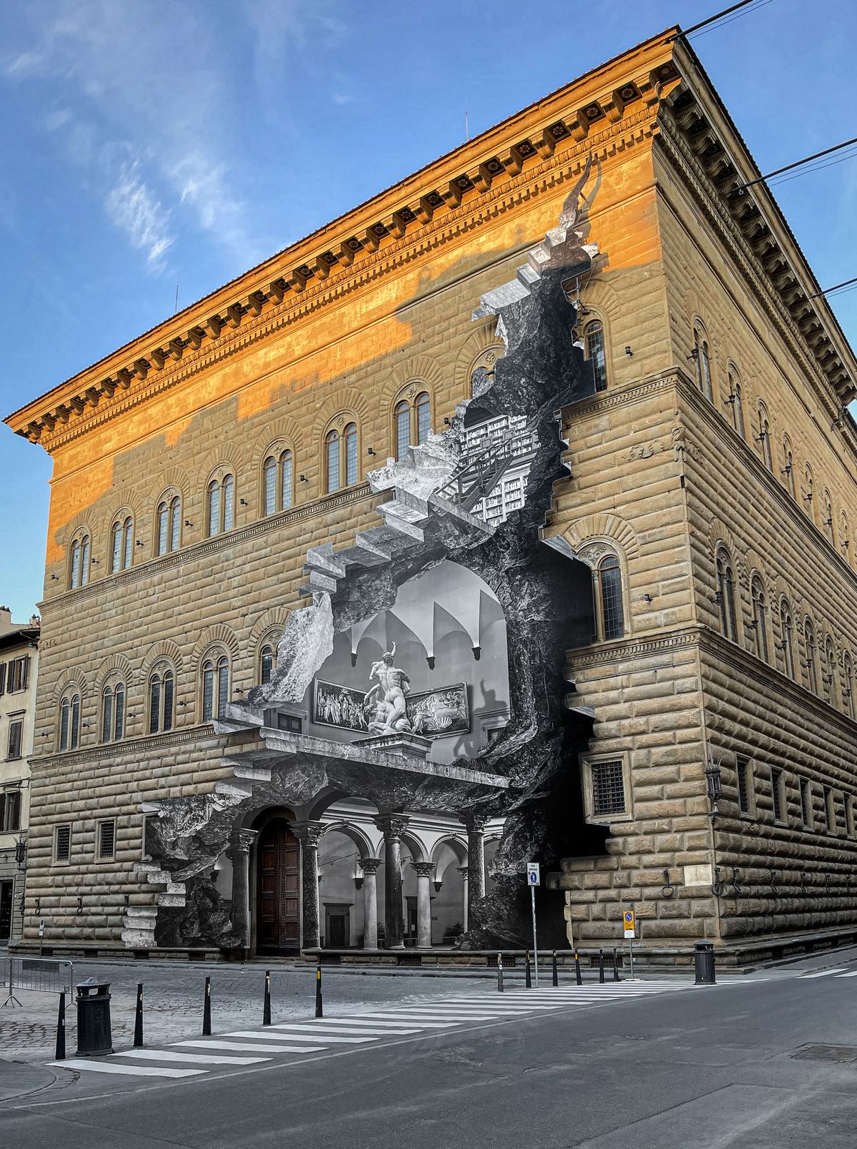 JR's La Ferita (the wound) at the Palazzo Strozzi in Florence Photo: JR