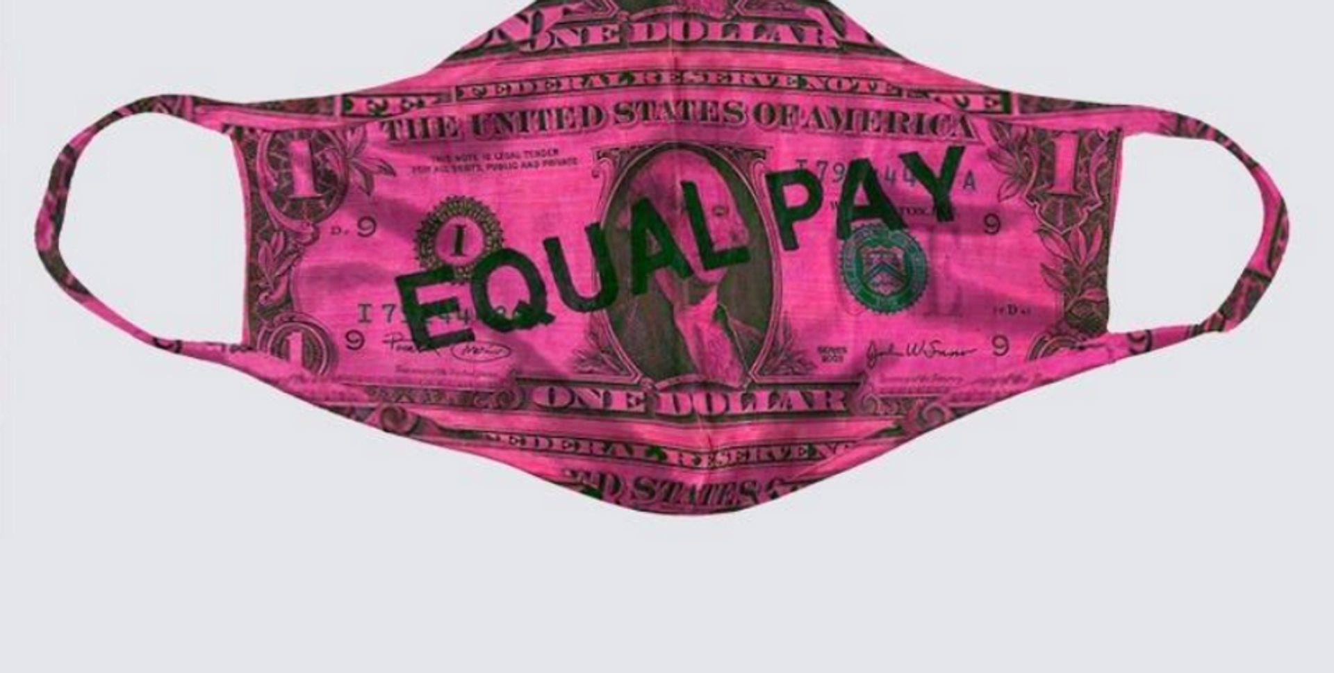 Michele Pred's equal pay mask. Photo courtesy of the artist Michele Pred's equal pay mask. Photo courtesy of the artist