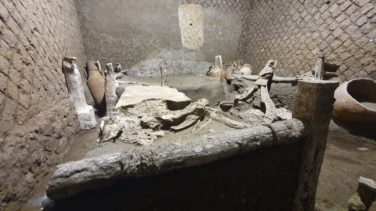 'The room of Slaves', an exceptionally well-preserved room for the slaves who worked in Villa Civita Giuliana in Pompeii. Courtesy of Pompeii Archaeological Park