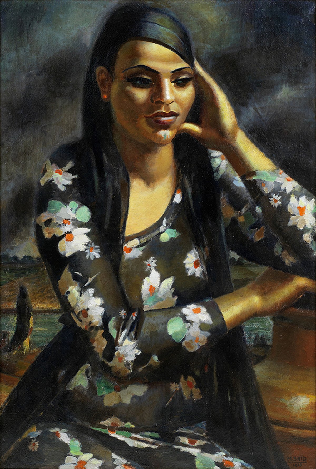 Mahmoud Saïd, Girl in a Printed Dress, 1938 Bonhams