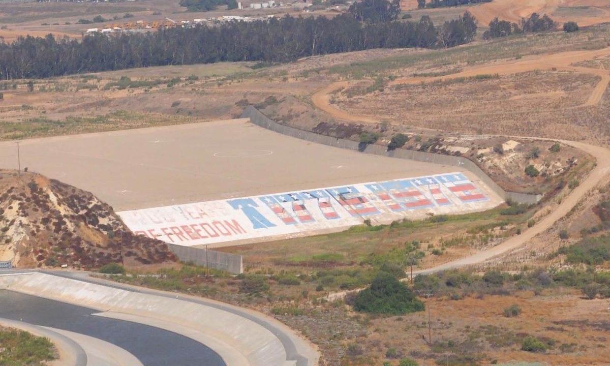 The Bicentennial Freedom Mural (1976) at the Prado Dam in Riverside County, California Photo courtesy Los Angeles District USACE, via Flickr