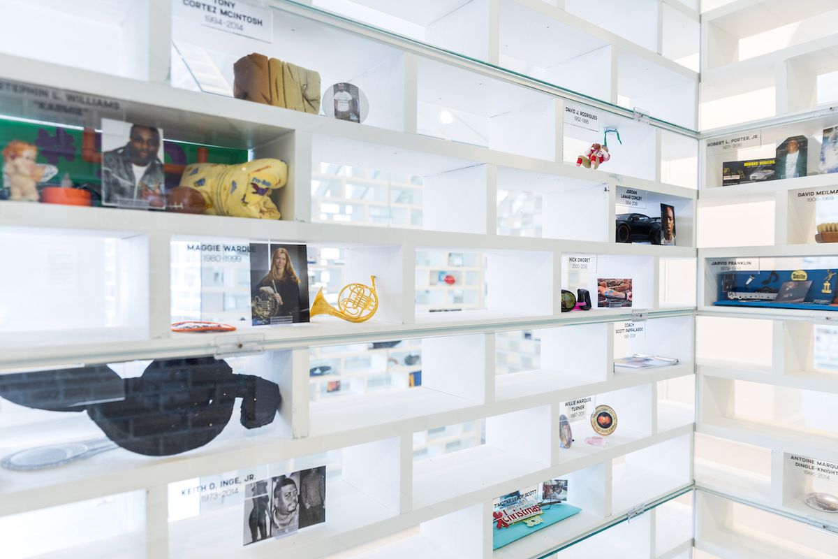 Installation view of the Gun Violence Memorial Project at the National Building Museum