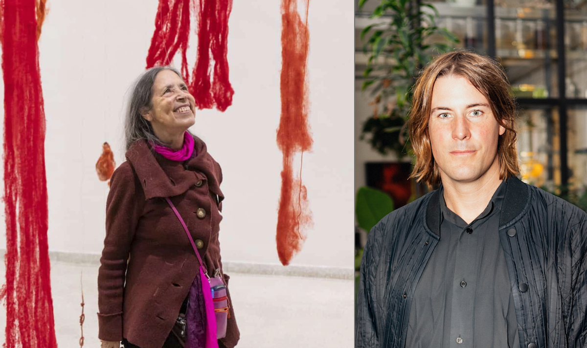 Cecilia Vicuña (left) and Julian Charriere (right) are the recipients of Moca LA's inaugural Eric and Wendy Schmidt Environment and Art Prize Photo: Vicuña: Courtesy the artist and Lehmann Maupin, © Cecilia Vicuña; Charriere: Nora Heinisch, © Julian Charrière