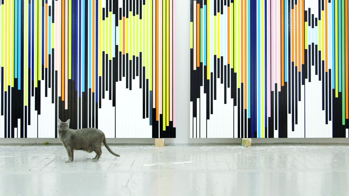 Sarah Morris and Alexander Kluge's Cats in Space (2020) Courtesy of the artist and König Galerie