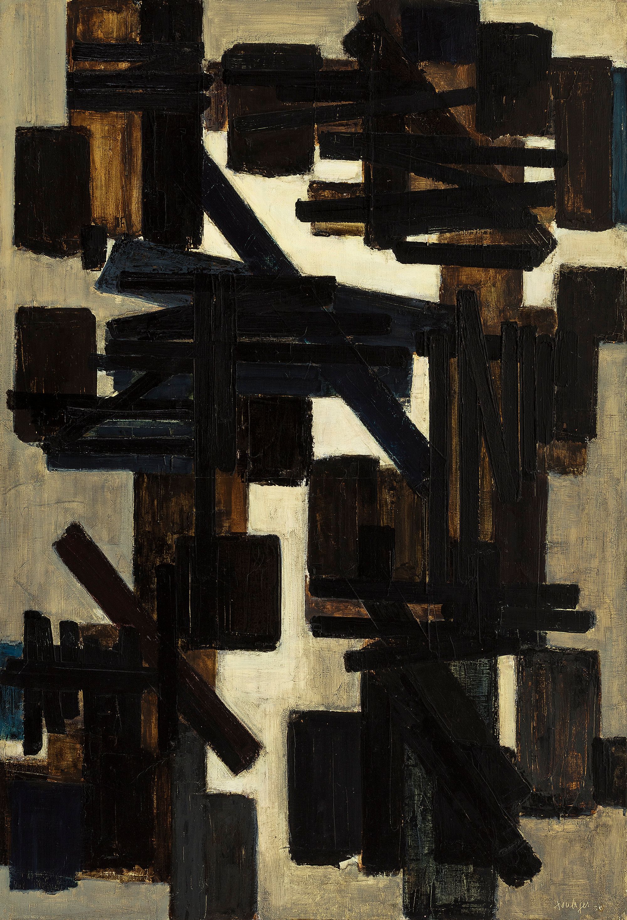 Pierre Soulages, Peinture 130 x 90 cm, 25 novembre 1950 (1950) Image courtesy of Smith and Singer auctioneers, Australia