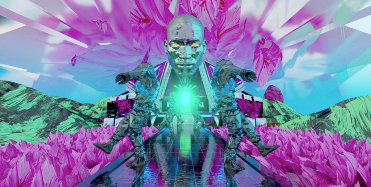 An NFT video still of Present the Future, a collaborative digital artwork by Sassan Behnam-Bakhtiar, Tinie Tempah and Vector Meldrew Courtesy of the artists