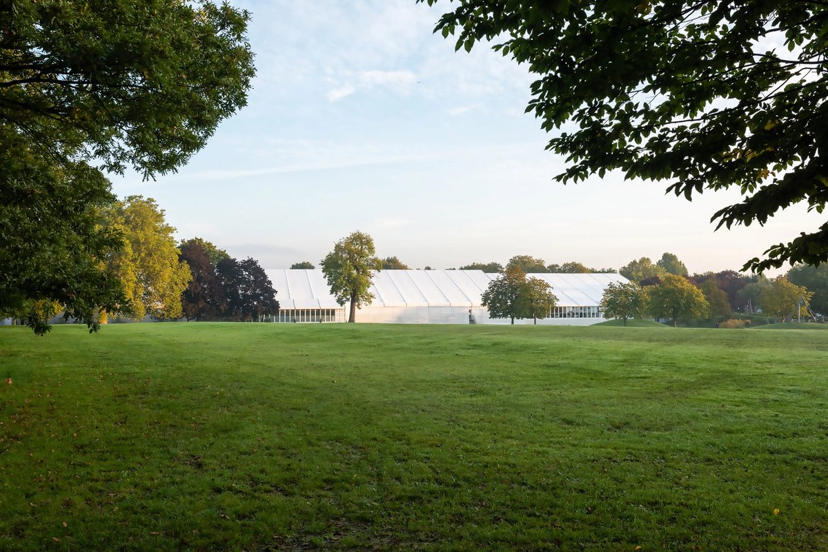 Good in-tent-ions: Frieze says it reuses, then recycles, its fair tents, along with fixtures and fittings, such as signage and lighting Photo: Deniz Guzel; Courtesy of Deniz Guzel/Frieze