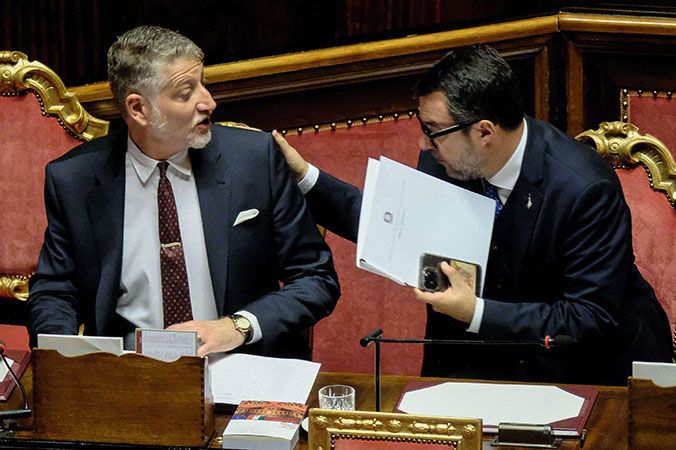 Hands off: culture minister Alessandro Giuli (left) and infrastructure minister Matteo Salvini are at odds over the plans

Photo: LaPresse/Alamy Stock Photo