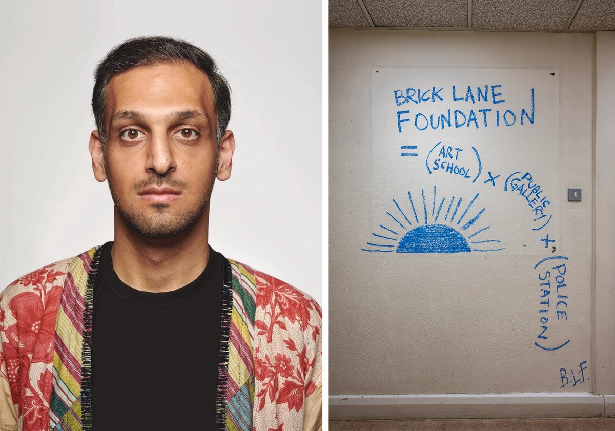 Abbas Zahedi created Brick Lane Foundation as part of the Whitechapel Gallery’s Nocturnal Creatures Festival in 2021 Portrait: Bálint Álovits and Thats So CSM; work: Damian Griffiths