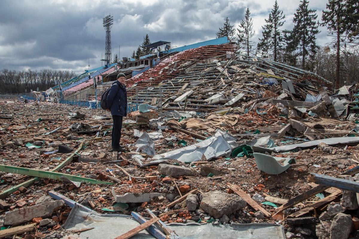 A stadium in Chernihiv, Ukraine, bombed by Russian forces Photo: Oleksandr Ratushniak / UNDP Ukraine