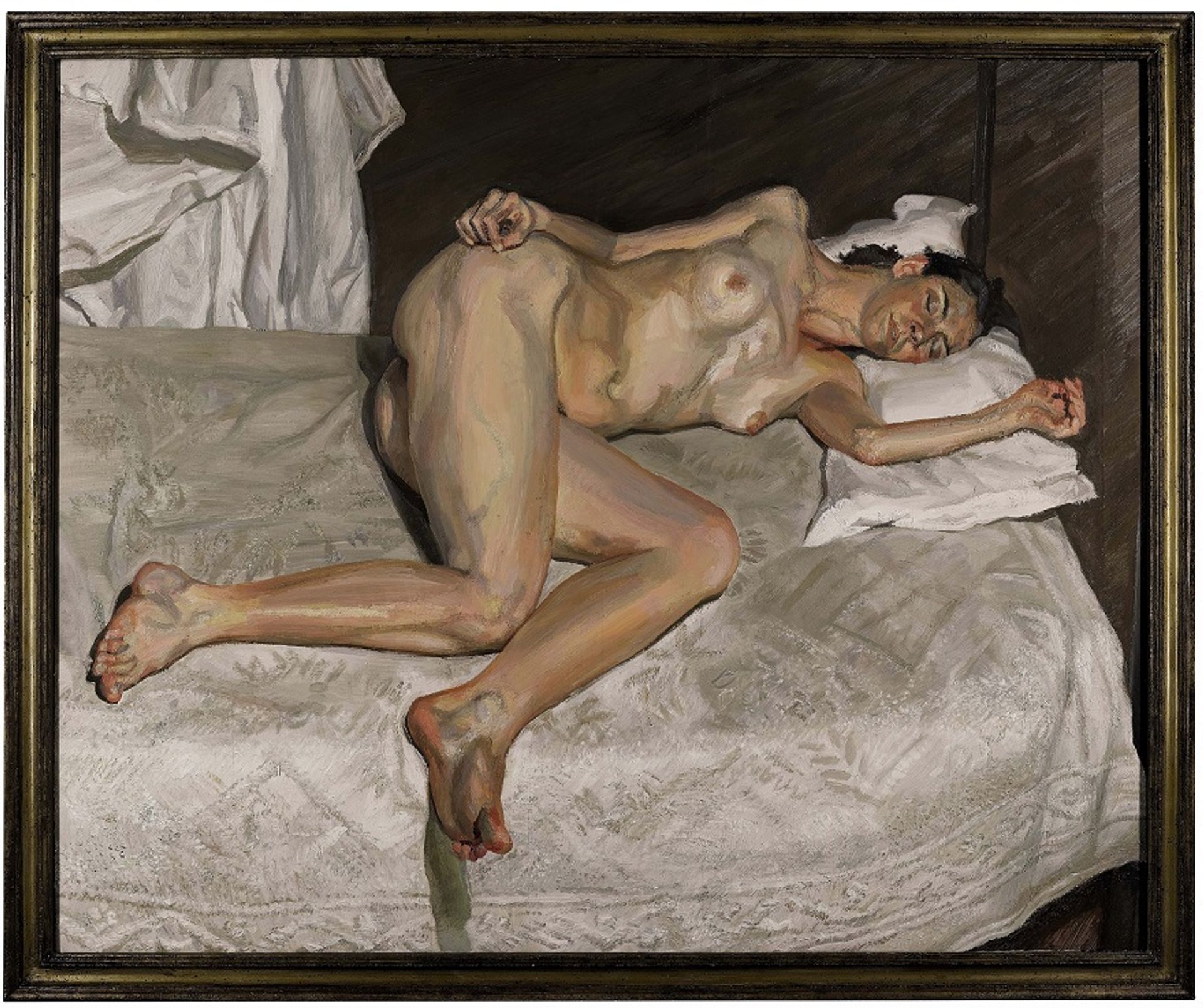 Lucian Freud’s Portrait on a White Cover (2002-03) is the most expensive work by the artist to have been sold in his hometown of London Sotheby's